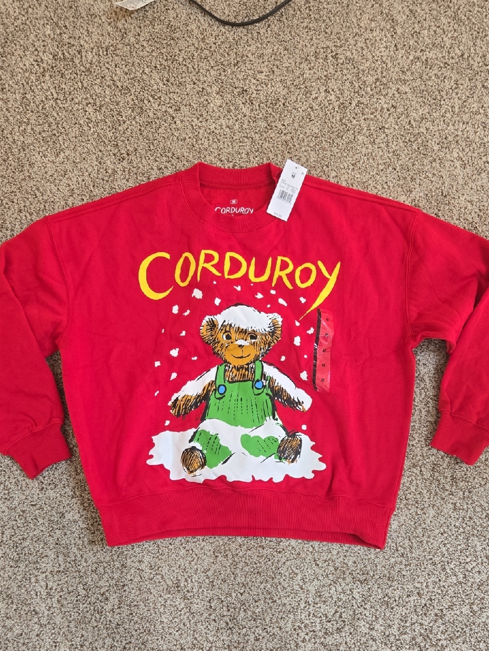 Ripple Junction Red Corduroy Graphic Crewneck Sweatshirt